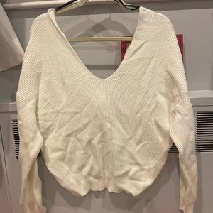 Forever 21 white off the shoulder, cross back sweater size medium